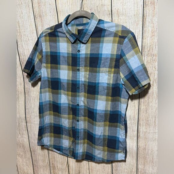 Prana Blue and Green Plaid Shirt, Size S - Picture 2 of 5